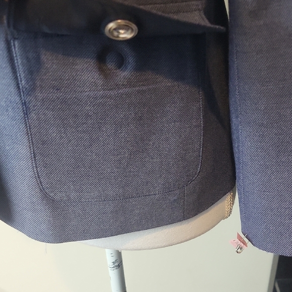 CALVIN KLEIN Blue Vicose Blend Notched Lapel Silvertone Grommet Detail Blazer - Picture 5 of 14
